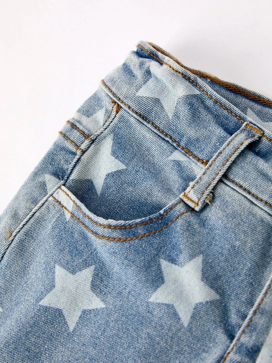 Rylee Faith Designs 4th Of July Patriotic Star Stripe Flare Jeans - 