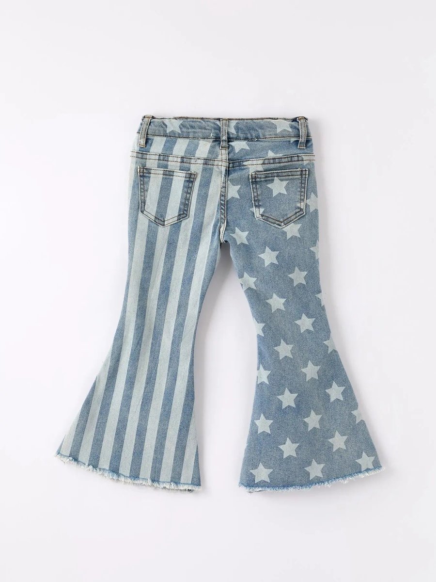 Rylee Faith Designs 4th Of July Patriotic Star Stripe Flare Jeans - 