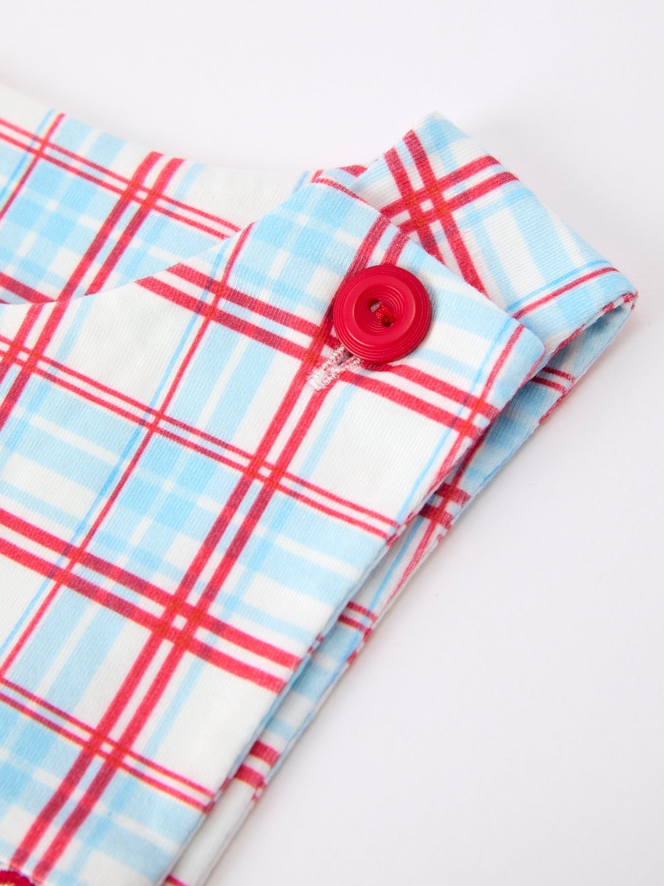 Rylee Faith Designs 4th of July Plaid Boys Romper Smocked Flag Button Strap