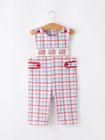4th of July Plaid Boys Romper Smocked Flag Button Strap - Overall, Baby & Toddler Clothing | Everetts Place