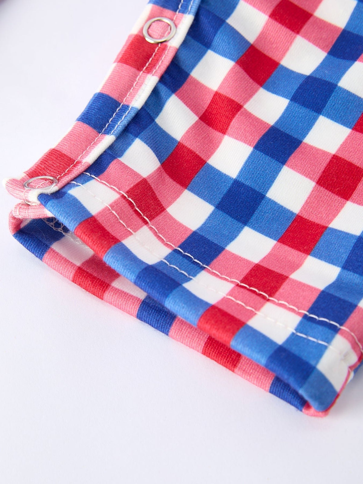 Rylee Faith Designs 4th of July Plaid Flag Baby Boy Romper