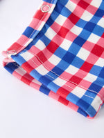 Rylee Faith Designs 4th of July Plaid Flag Baby Boy Romper
