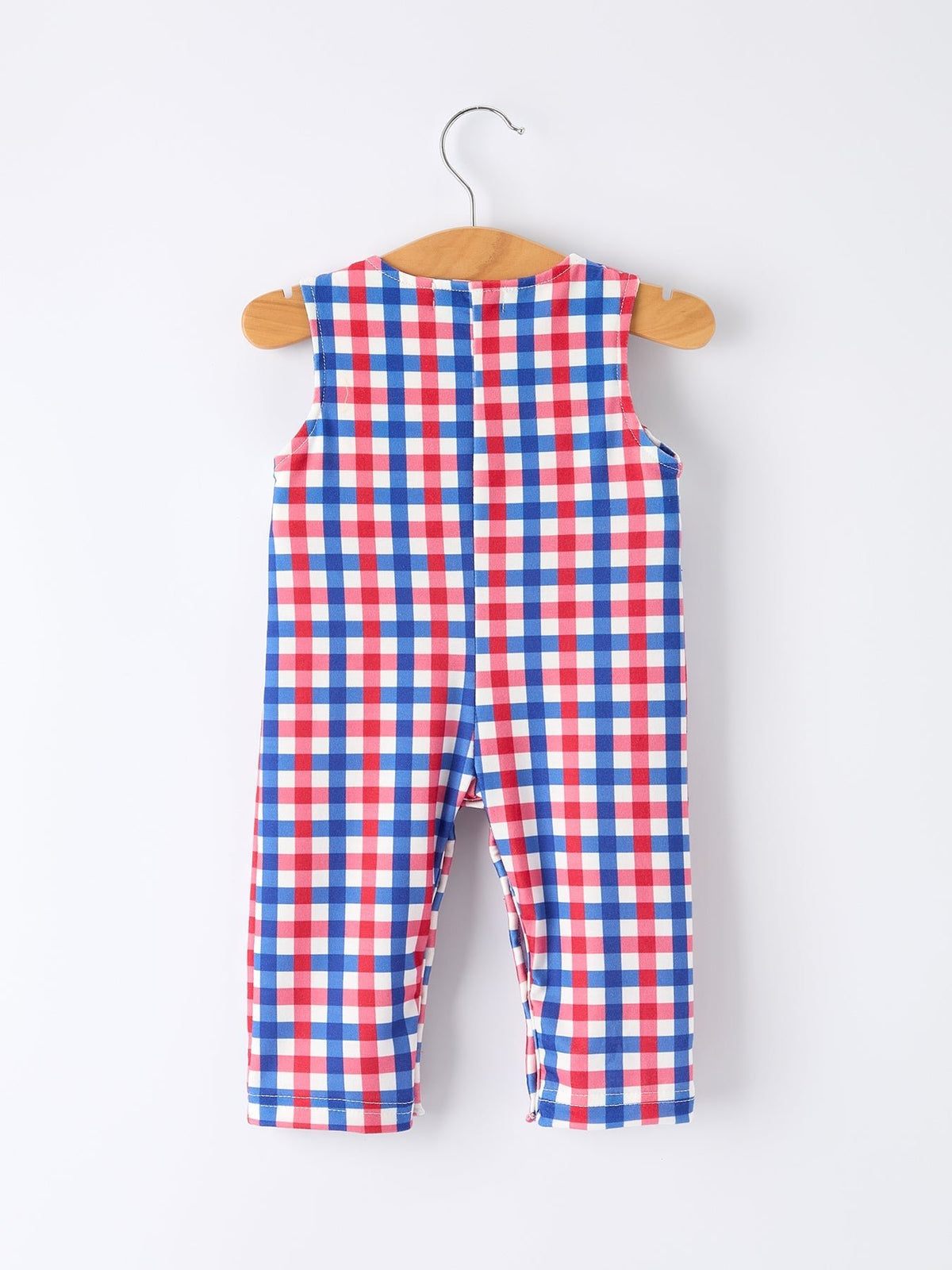 Rylee Faith Designs 4th of July Plaid Flag Baby Boy Romper