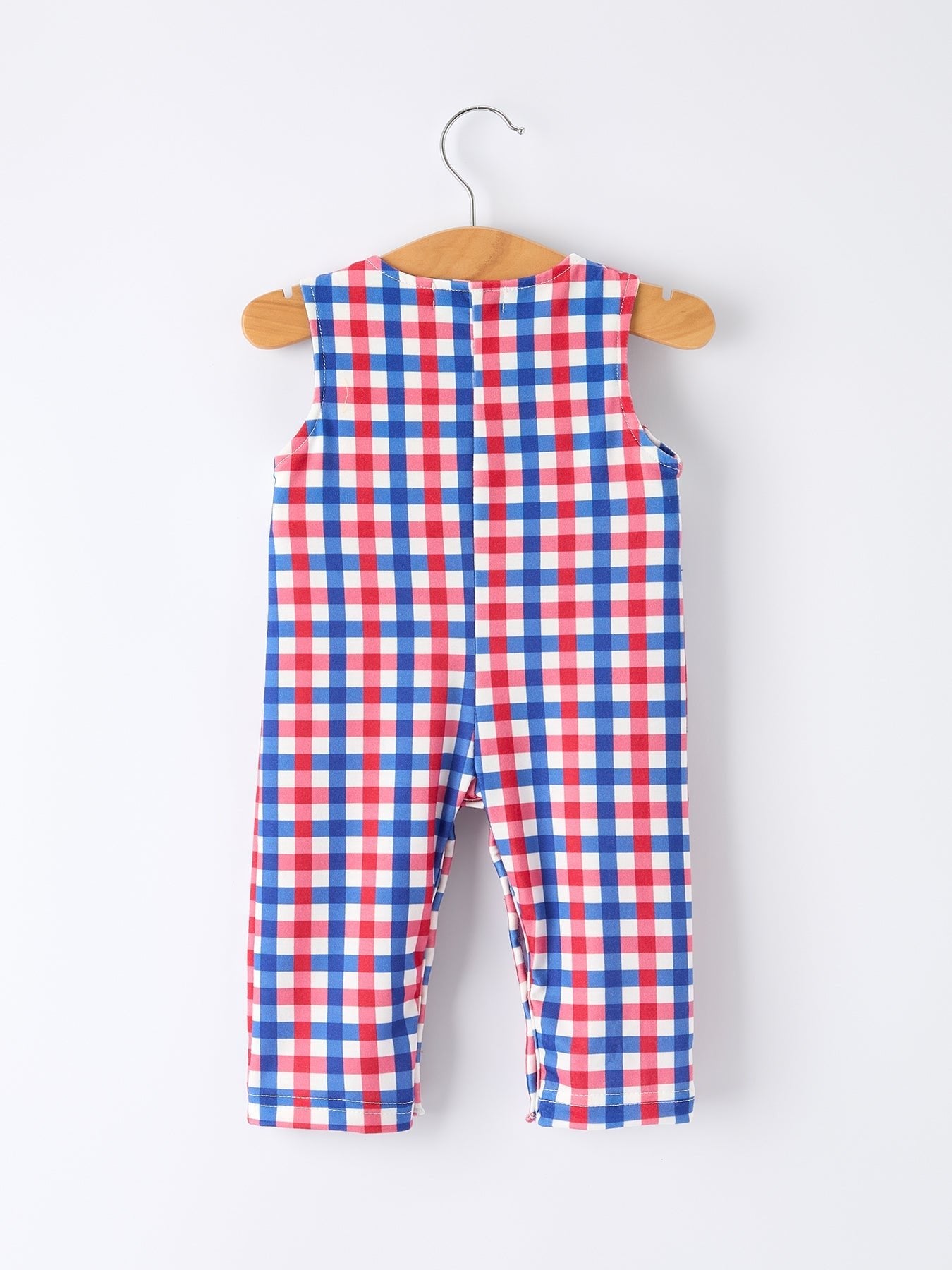 Rylee Faith Designs 4th of July Plaid Flag Baby Boy Romper