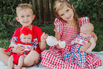 Rylee Faith Designs 4th of July Plaid Flag Baby Boy Romper