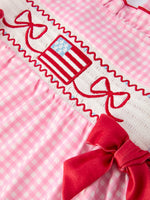 Rylee Faith Designs 4th of July Plaid Girls Dress Bow Ruffle