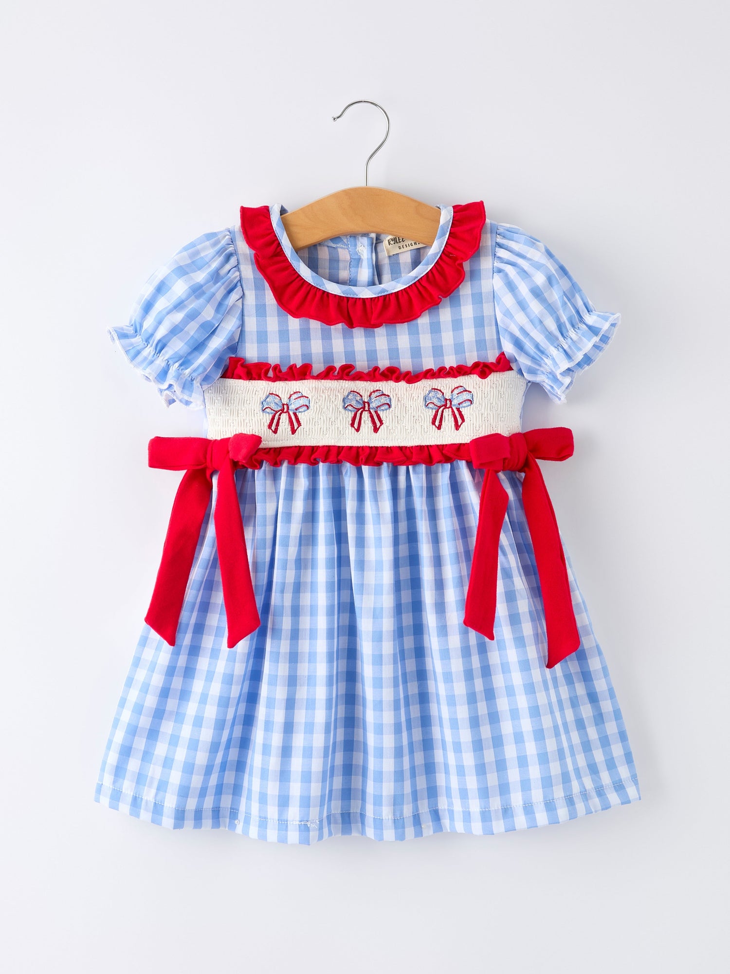 Rylee Faith Designs 4th of July Plaid Girls Smocked Toddler Girl Dress