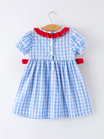 Rylee Faith Designs 4th of July Plaid Girls Smocked Toddler Girl Dress