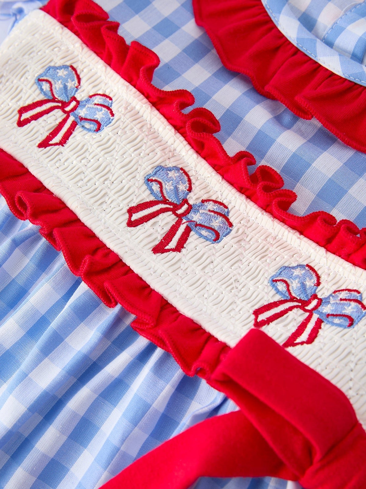 Rylee Faith Designs 4th of July Plaid Girls Smocked Toddler Girl Dress