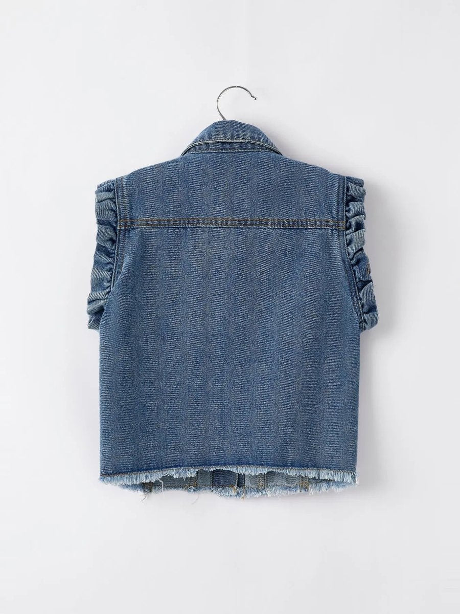 Rylee Faith Designs 4th Of July Stars Stripes Denim Vest For Girls - 