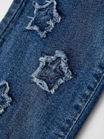 Rylee Faith Designs 4th Of July Stylish Star Shaped Distressed Button Jeans - 