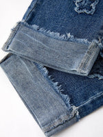 Rylee Faith Designs 4th Of July Stylish Star Shaped Distressed Button Jeans - 