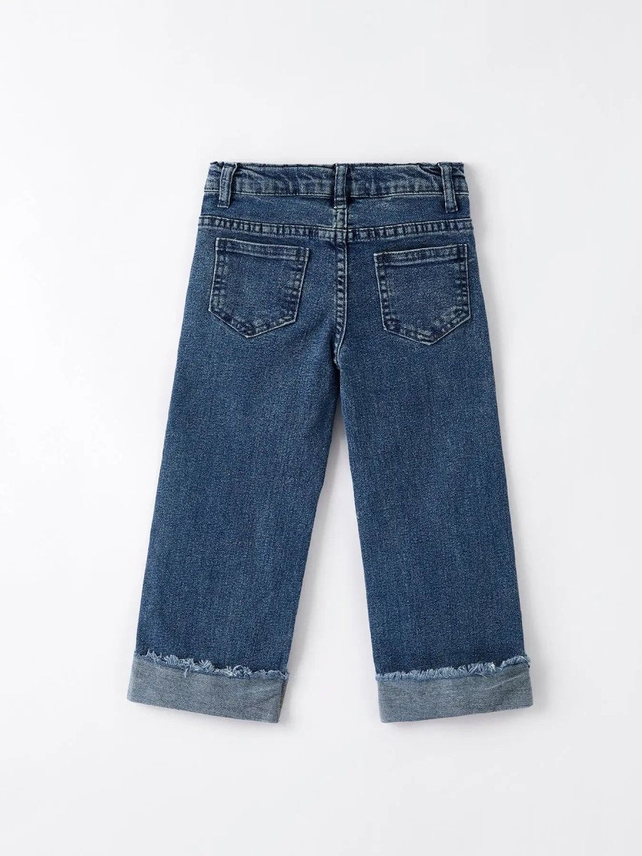 Rylee Faith Designs 4th Of July Stylish Star Shaped Distressed Button Jeans - 