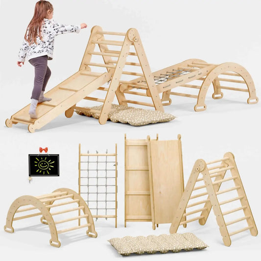 5 In 1 Montessori Climbing Set Pikler Climbing Arch Slide Net And Cushion Goodevas Everetts Place: Online Boutique