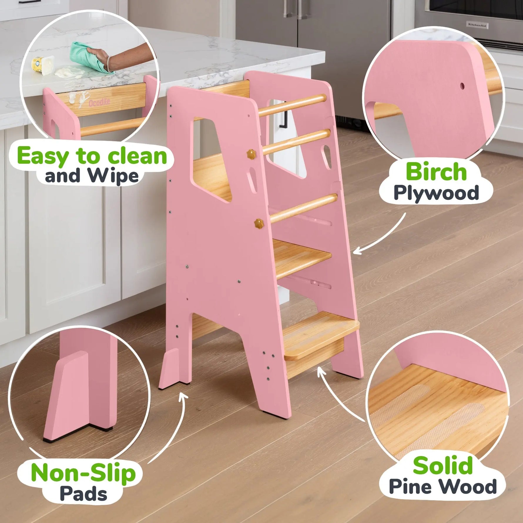 Ocodile.com Toddler Standing Tower with Safe Climbing Bars for Independent Learning - Baby & Toddler > Baby Safety > Baby Safety Rails