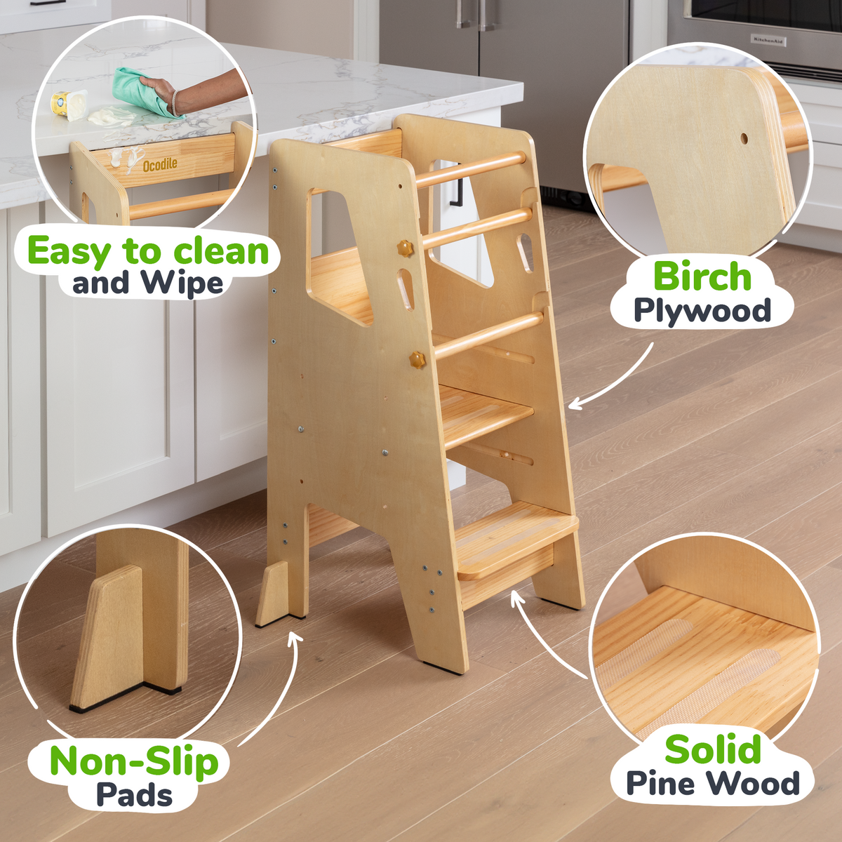 Toddler Tower - Adjustable Kitchen Stool Helper by Ocodile.com