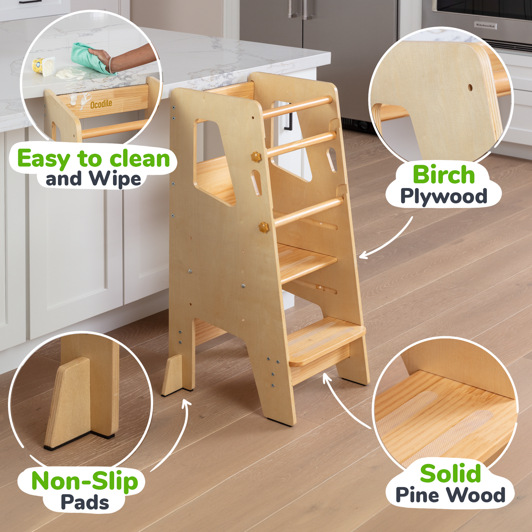 Toddler Tower - Adjustable Kitchen Stool Helper by Ocodile.com