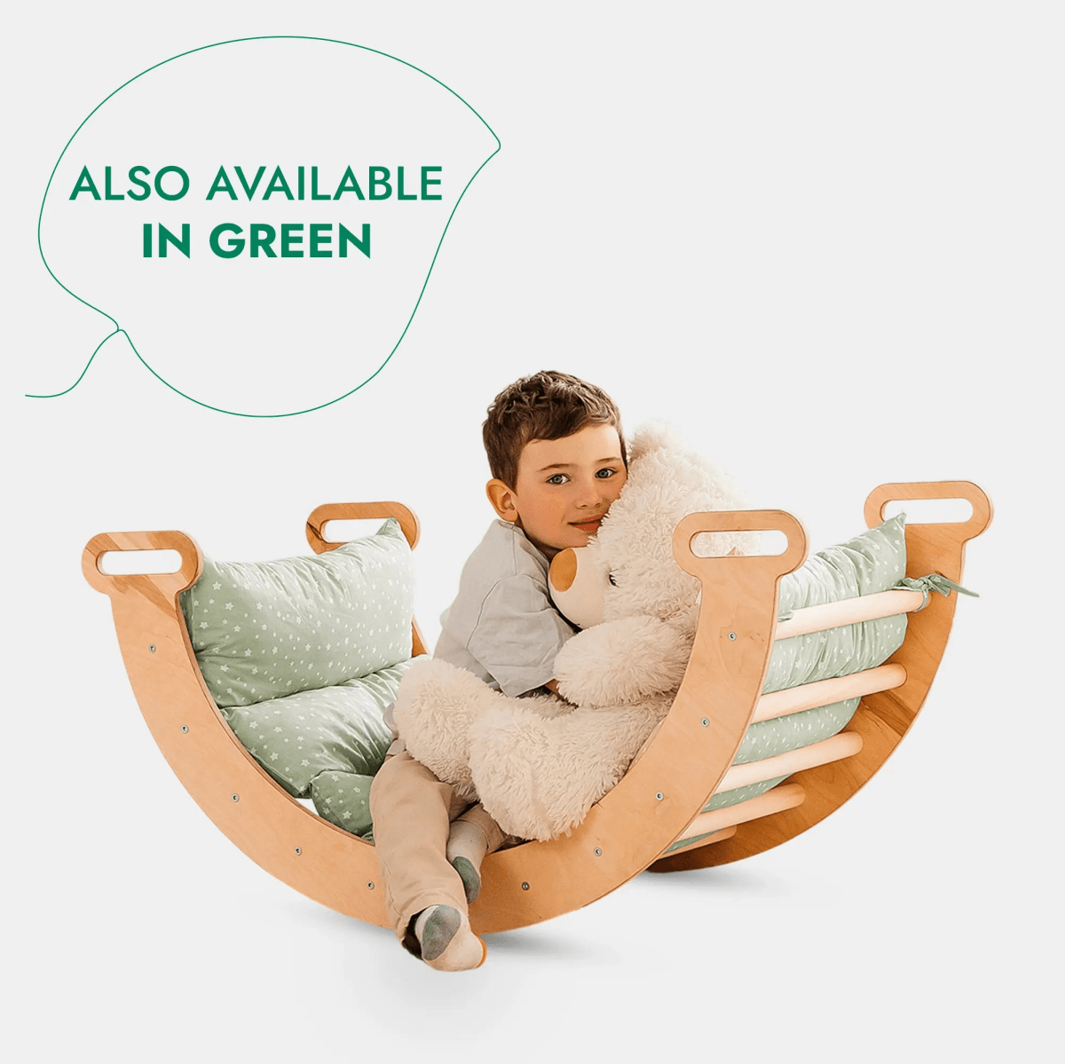 Goodevas 5 In 1 Montessori Climbing Set Triangle Ladder Arch Rocker Slide Board Ramp Netting Rope Cushion - Everetts Place Boutique - 