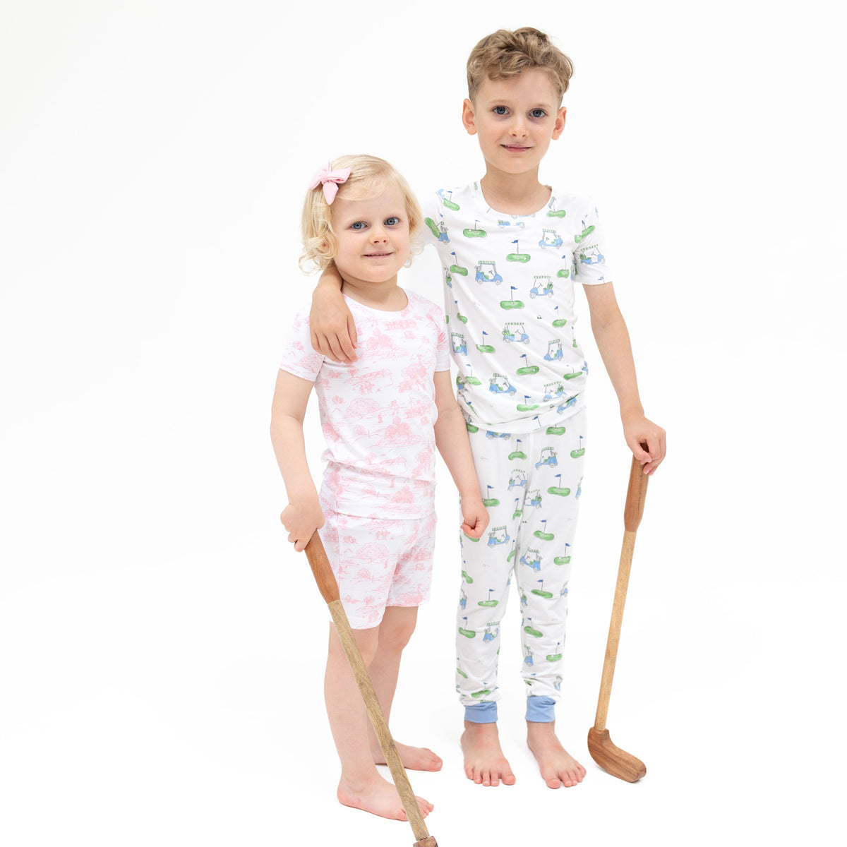 Golf Carts Blue - Short Sleeve Loungewear Set by Angel Dear