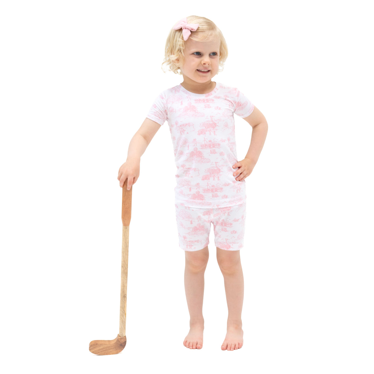 Golf Toile Pink - Loungewear Short Set by Angel Dear (view 1 of 6)
