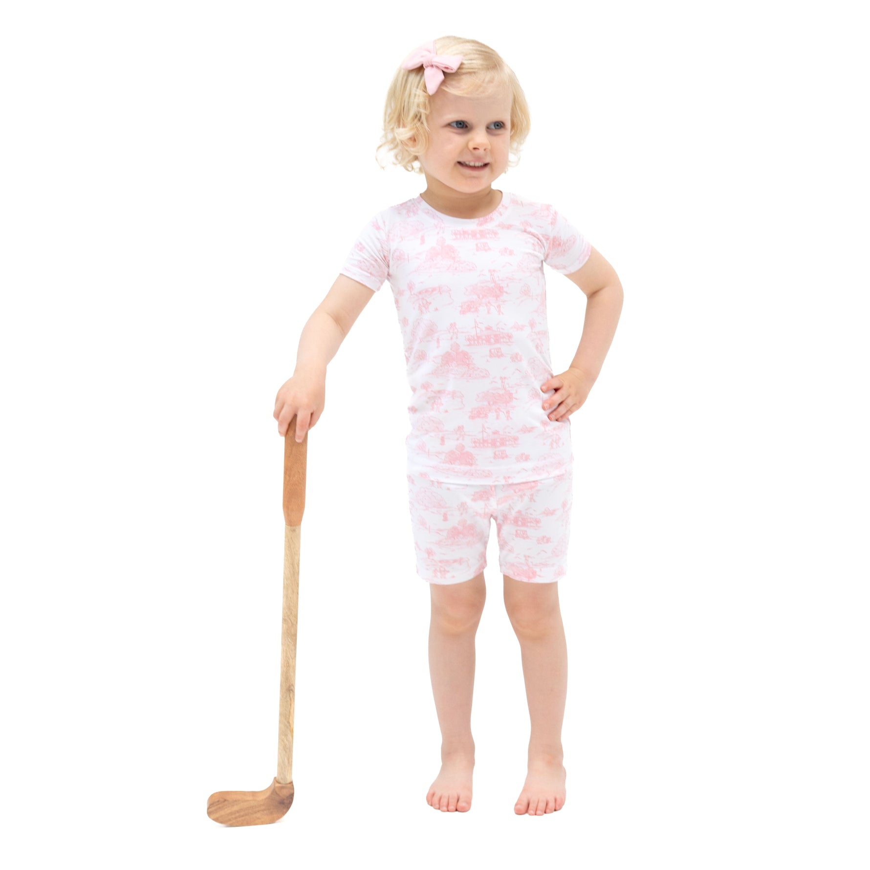 Golf Toile Pink - Loungewear Short Set by Angel Dear (view 1 of 6)
