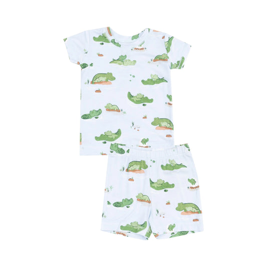 Loungewear Short Set Alligator Blue for Kids Comfort and Style.