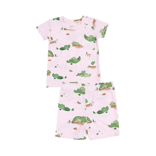 Loungewear Short Set Alligator Pink for Kids Cozy Comfortable Playtime Relaxation.