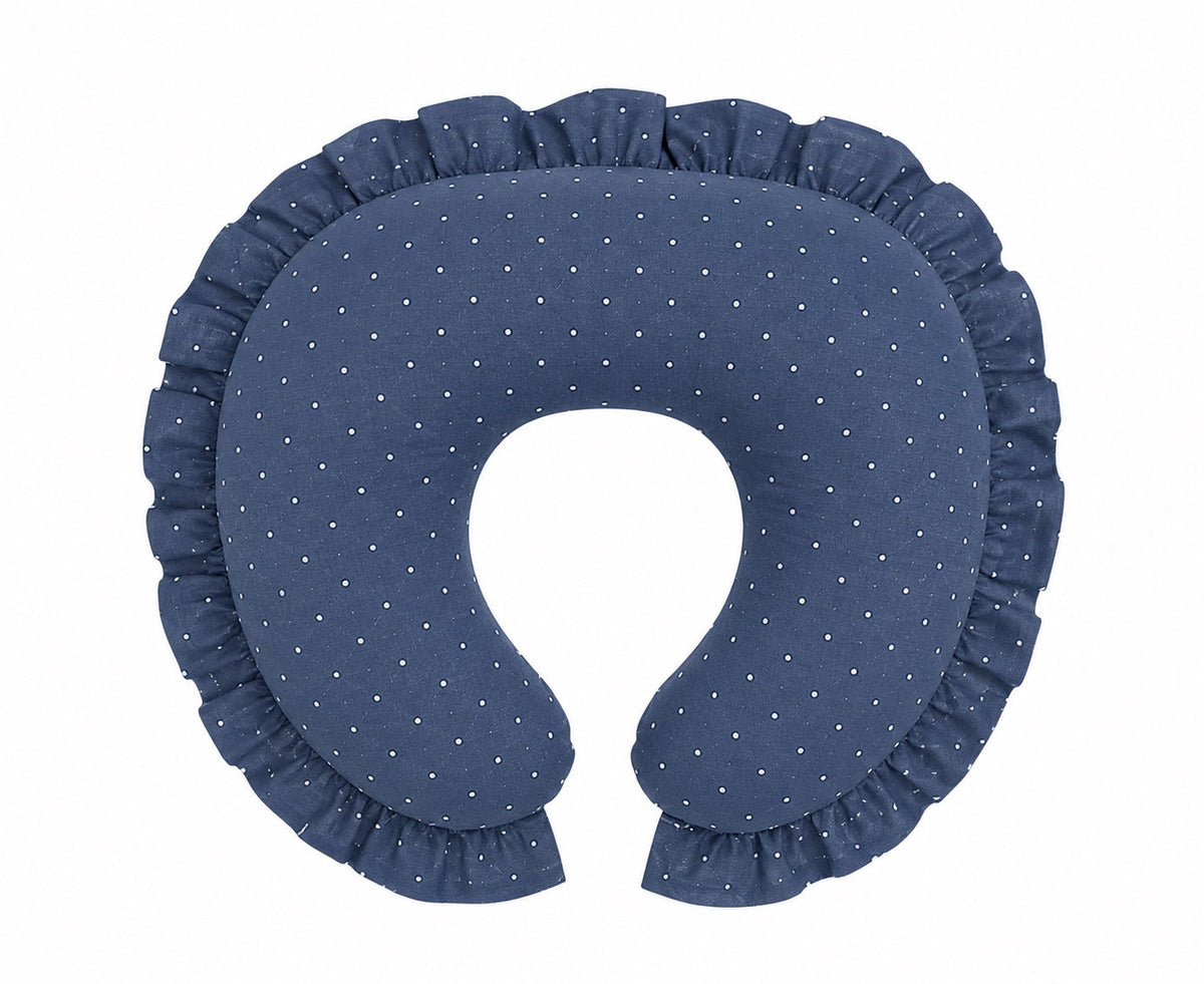 Denim Dot Ruffle Nursing Pillow Cover by Little Mae & Co