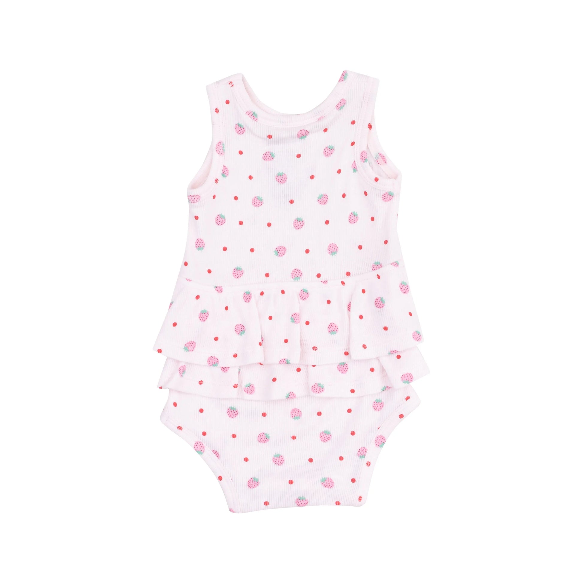 Ruffle Tank Bubble Strawberry Swiss Dot.