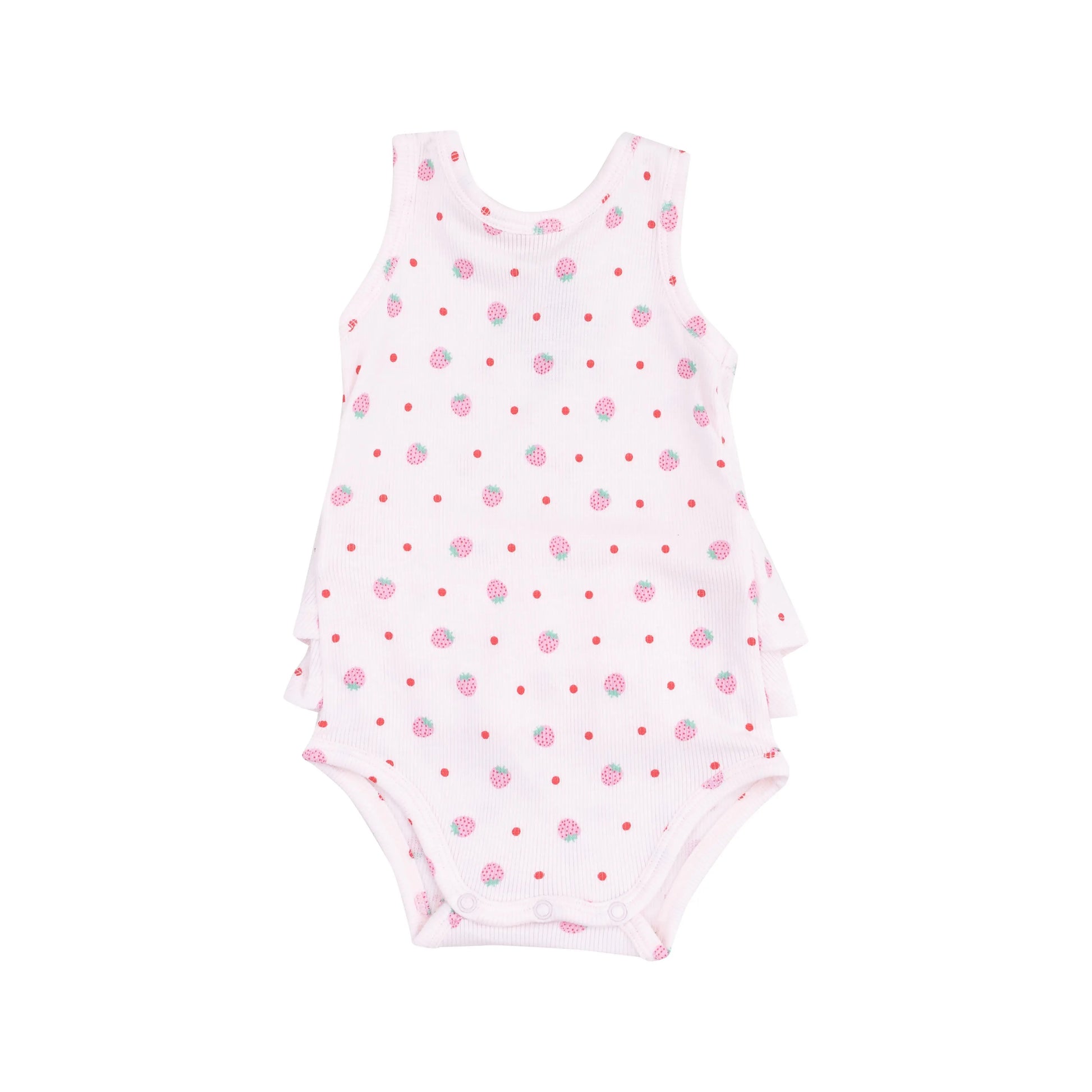 Ruffle Tank Bubble Strawberry Swiss Dot.