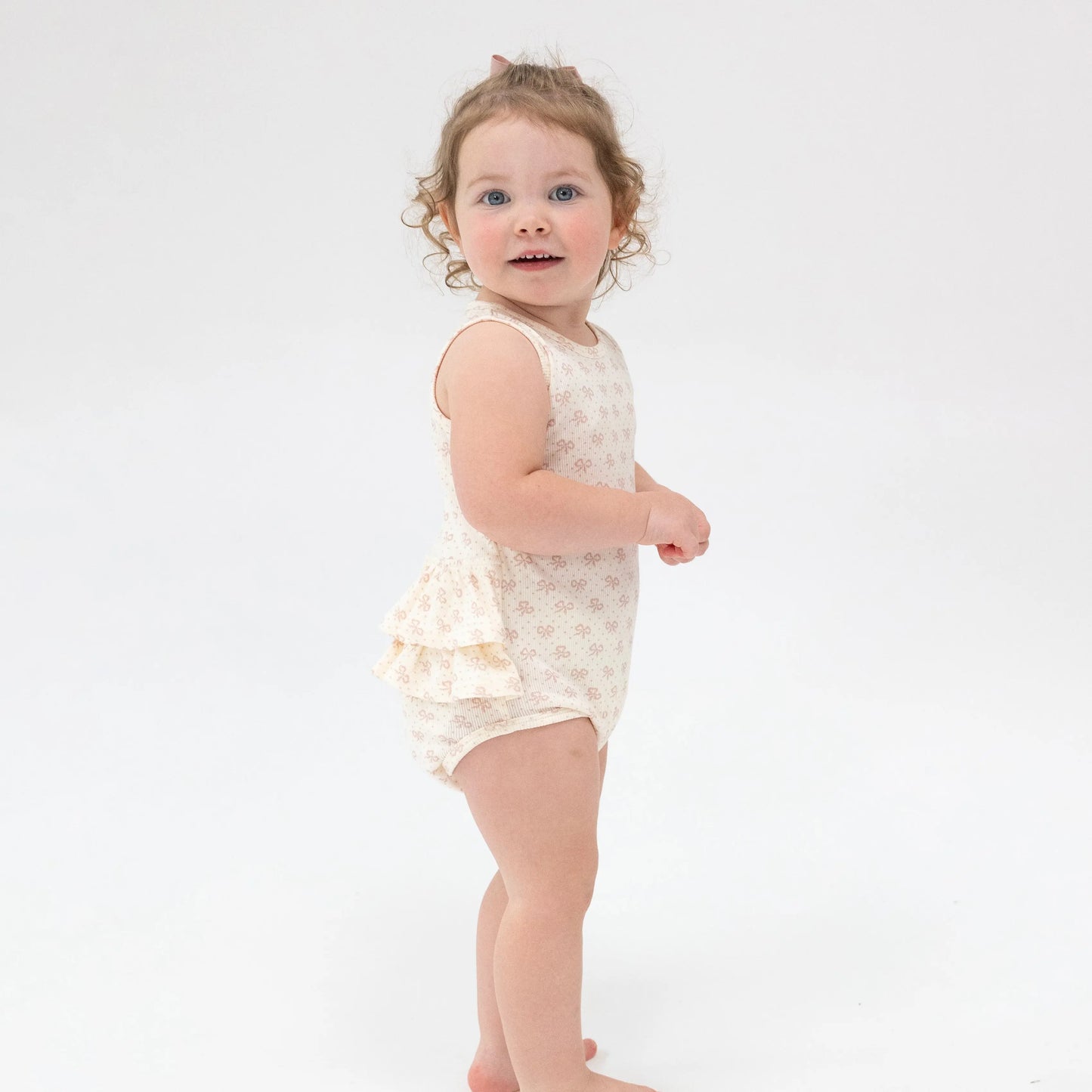 Ruffle Tank Bubble Vintage Mini Bows for Baby Girls.