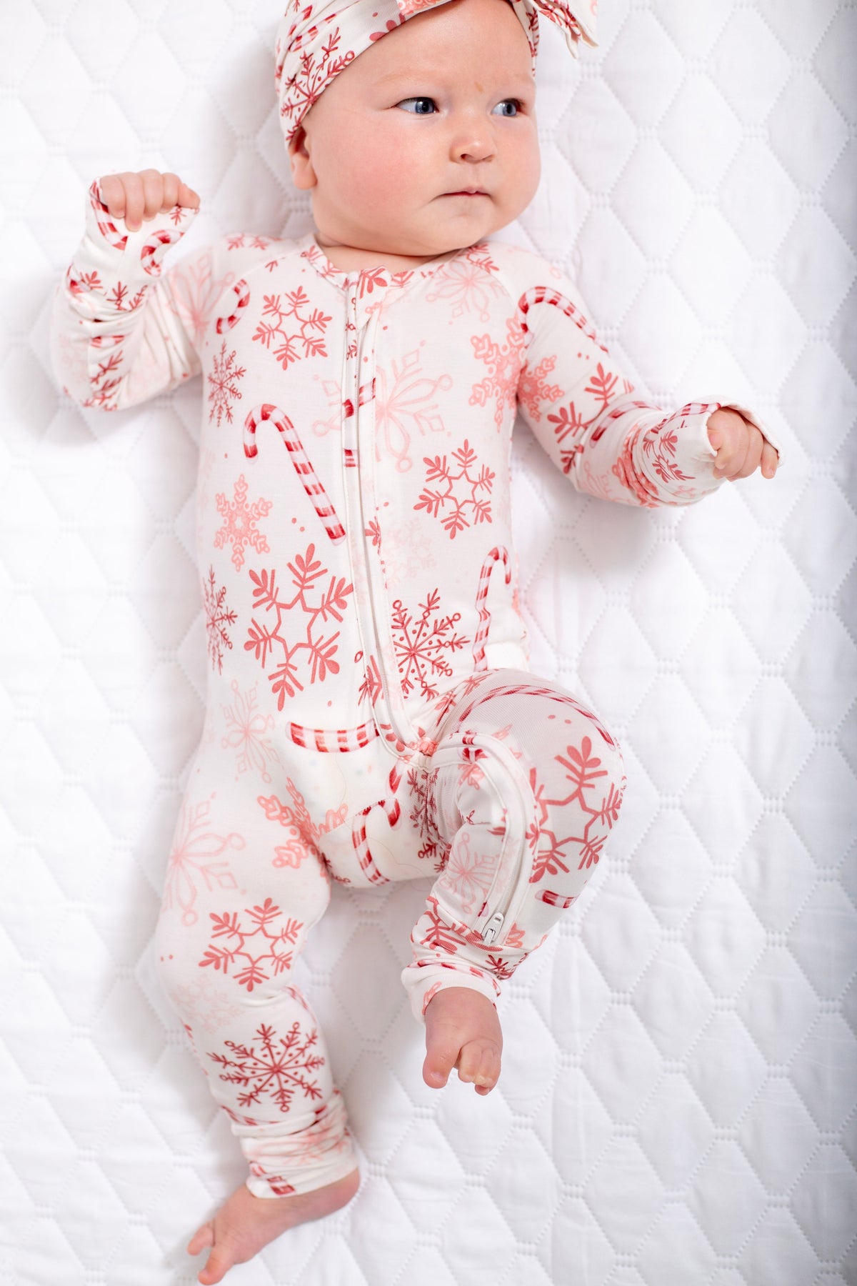 My First Candy Cane: Baby Zip Bamboo Onesie by Rayn’s Tiny Stitches