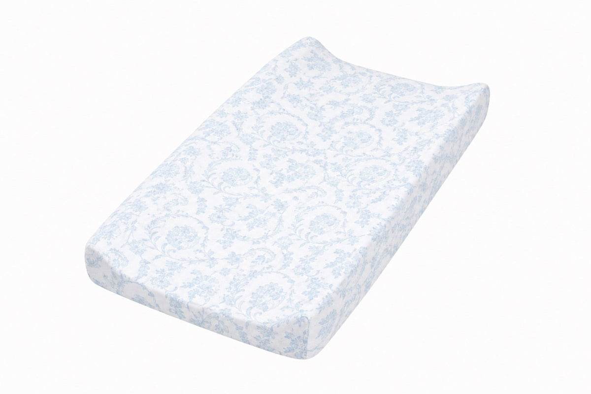 Blue Chinoiserie Changing Pad Cover by Little Mae & Co