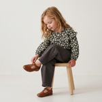 Organic Ruffle Cotton Blouse - Twilight Meadow by Makemake Organics