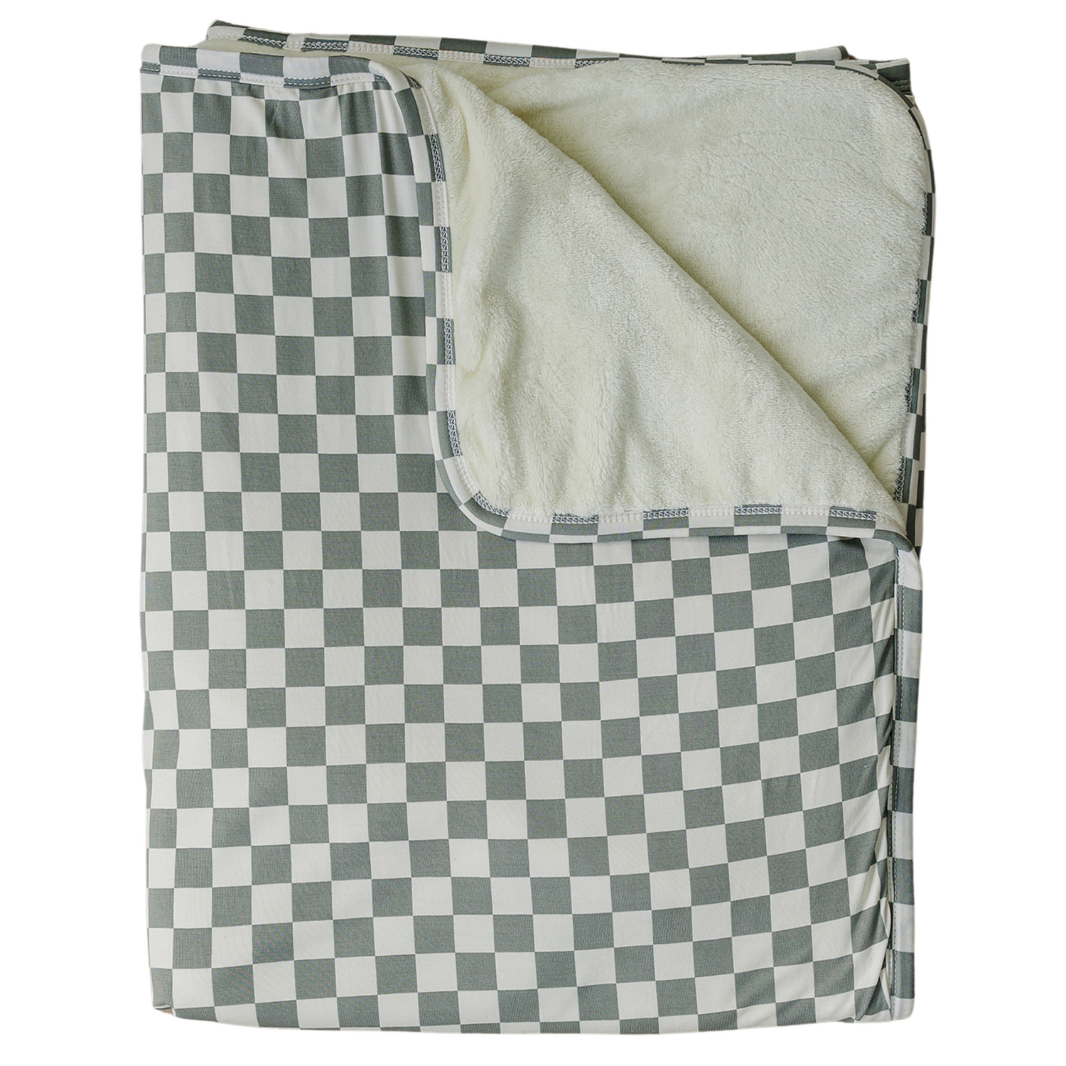 Mebie Baby Light Green Checkered Bamboo Fleece Quilt For Baby Reversible