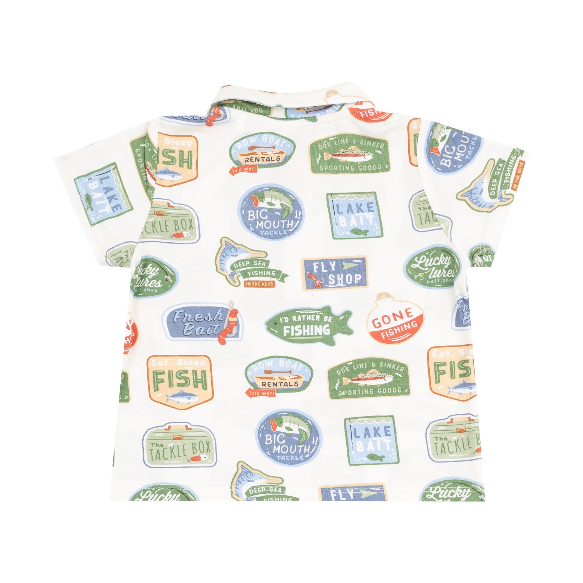 Polo Shirt and Short Set for Kids with Bait Shop Signage.