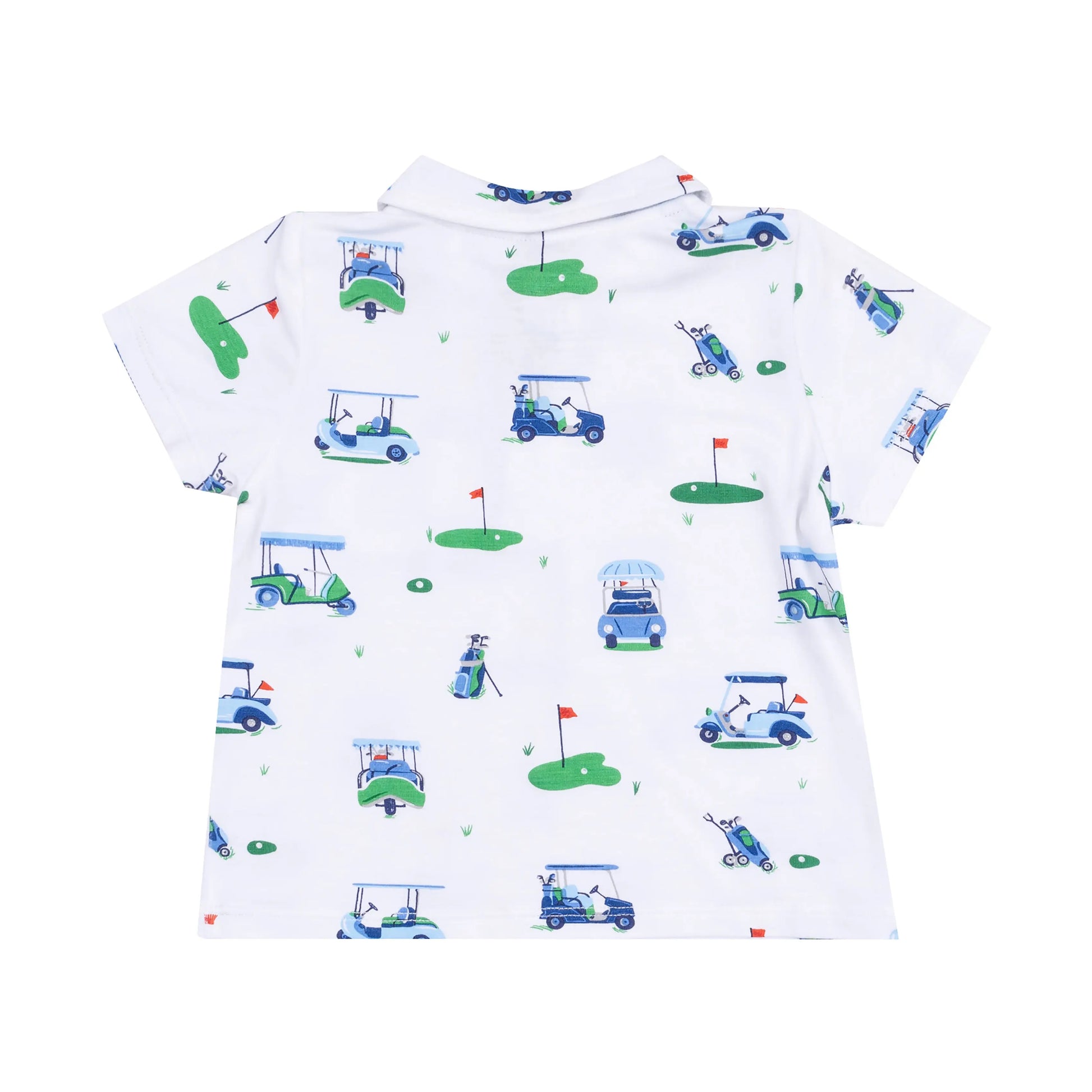 Polo Shirt And Short Set Vintage Golf Carts Blue.
