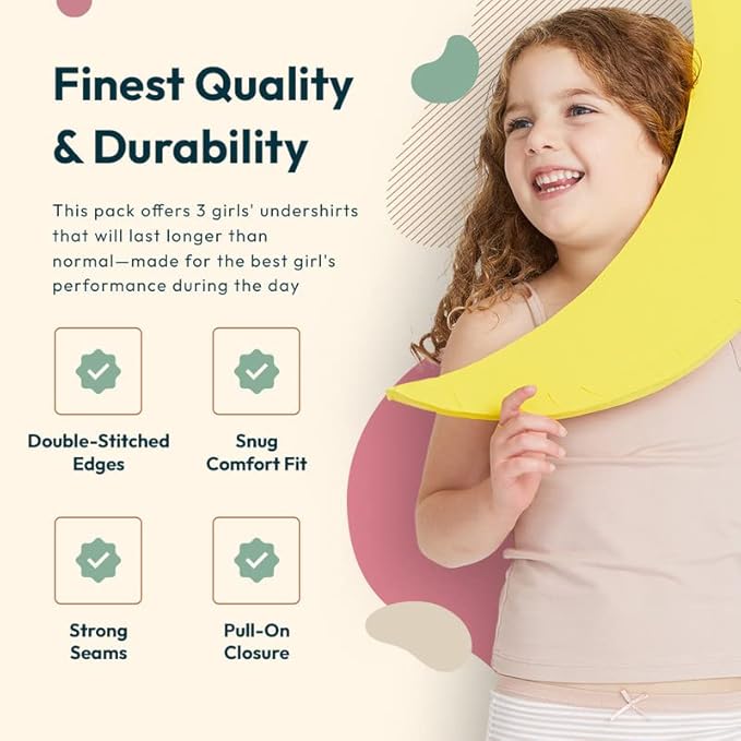 Feathers Girls and Toddler Undershirts - Kids Camisoles - Super Soft Cotton by Feathers USA at Everetts Place
