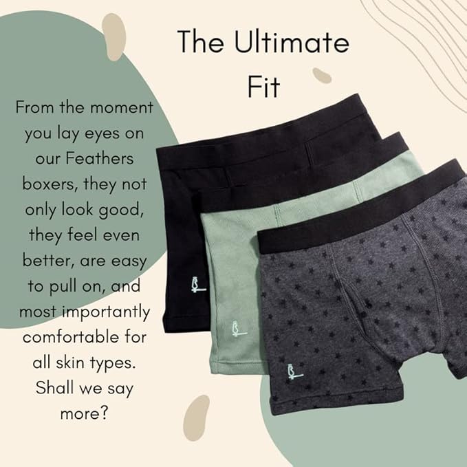 Multi Combed Cotton Elastane Boxer Briefs, Tagless, 3-Pack by Feathers USA