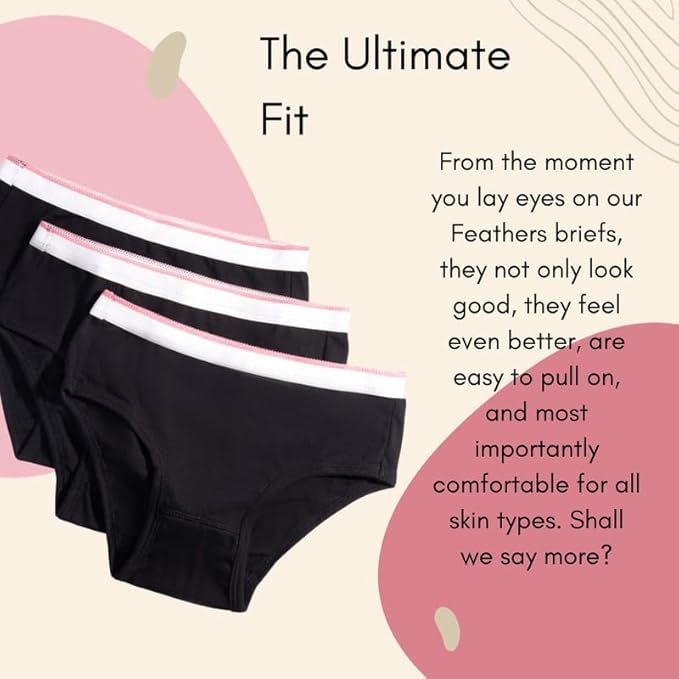 Feathers Girls Solid White Snug Fit Tagless Briefs Underwear - 100% Cotton Super Soft Panties by Feathers USA at Everetts Place