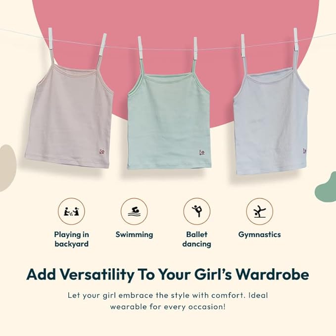 Feathers USA Kids Camisoles With Super Soft Cotton For Girls And Toddlers by Feathers USA at Everetts Place