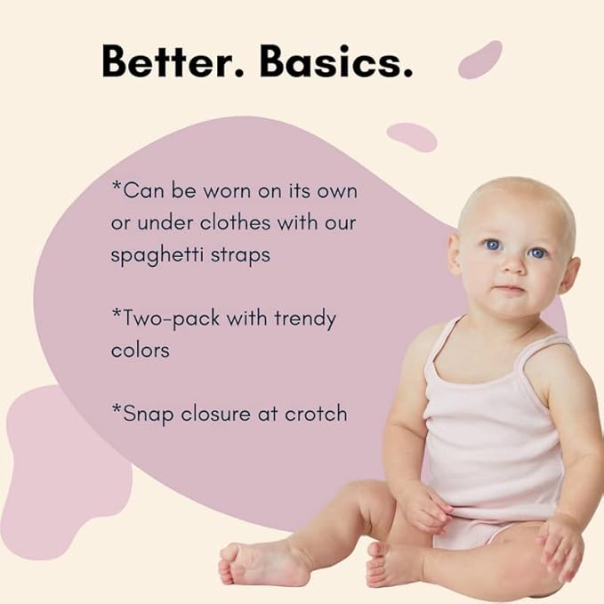 Feathers USA Baby Tank Top Bodysuits 2 Pack With Gentle Cotton For Baby Girls by Feathers USA at Everetts Place
