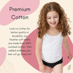 Feathers Girls Solid White Snug Fit Tagless Briefs Underwear - 100% Cotton Super Soft Panties by Feathers USA at Everetts Place