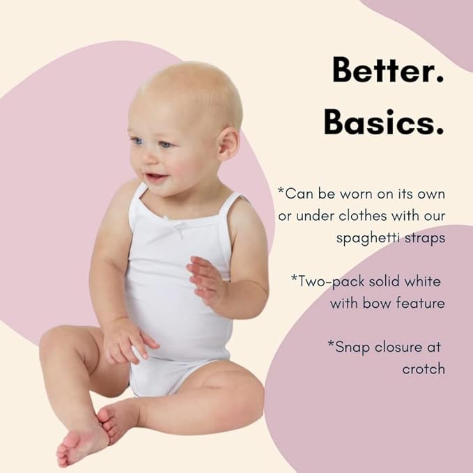 Feathers Tank Top Bodysuits for Baby Girl (2 Pack) Super Soft One-Piece Toddler Bodysuit by Feathers USA at Everetts Place
