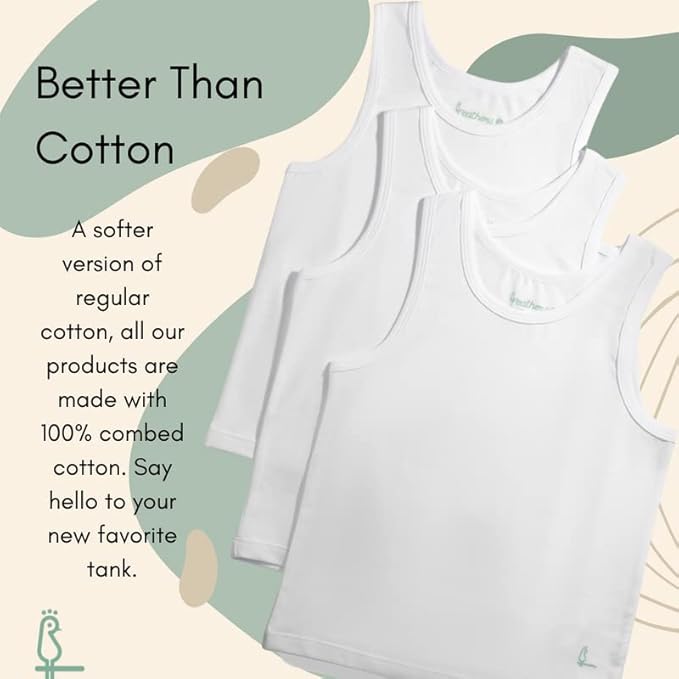 Feathers Boys White Tank Top 100% Cotton Tagless Undershirts 3-Pack by Feathers USA at Everetts Place
