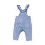 Old School Blue Stretch Denim - Button Up Ruffle Overall by Angel Dear