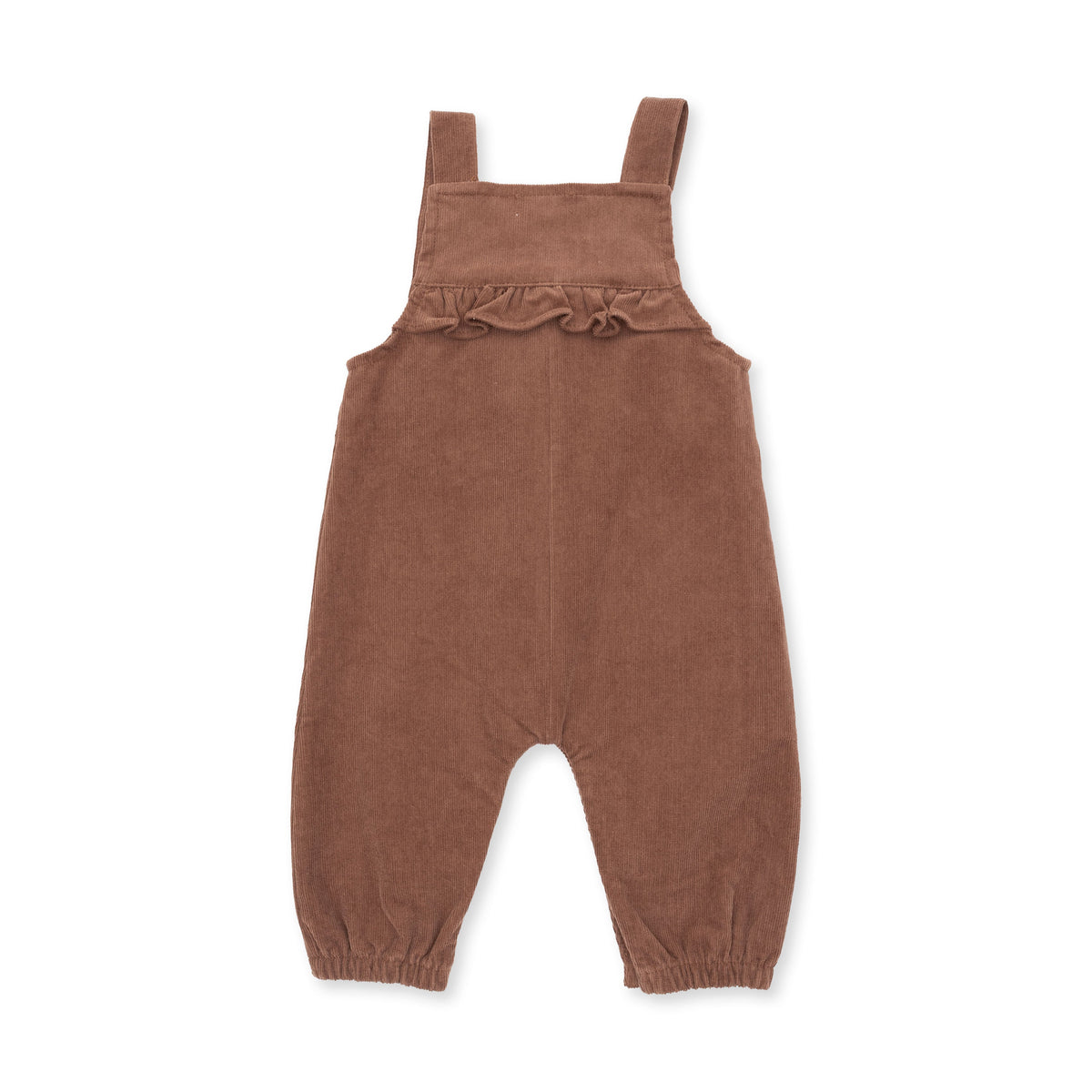 Solid Beaver Fur Corduroy - Yoke Ruffle Overall by Angel Dear