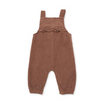Solid Beaver Fur Corduroy - Yoke Ruffle Overall by Angel Dear