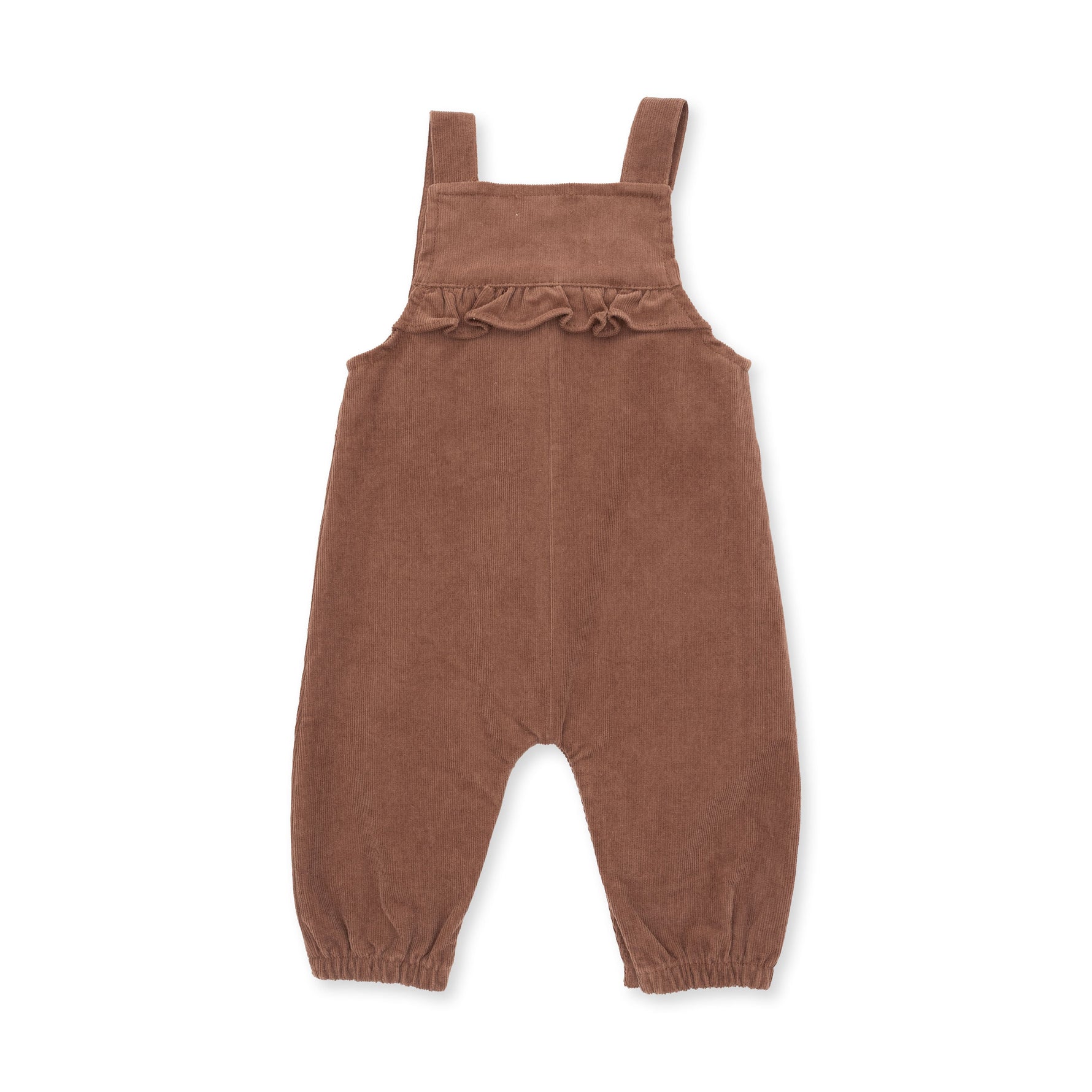 Solid Beaver Fur Corduroy - Yoke Ruffle Overall by Angel Dear