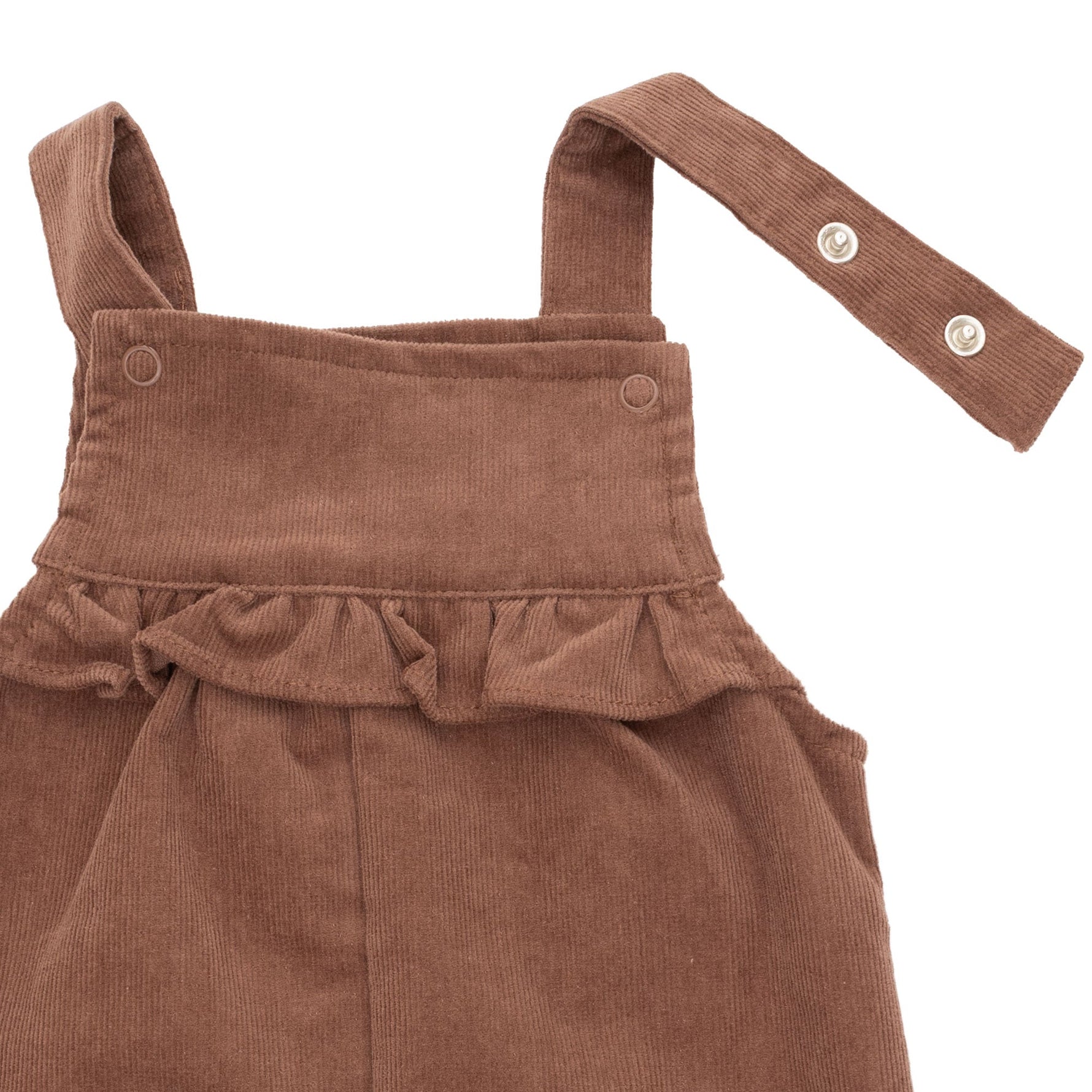 Solid Beaver Fur Corduroy - Yoke Ruffle Overall by Angel Dear